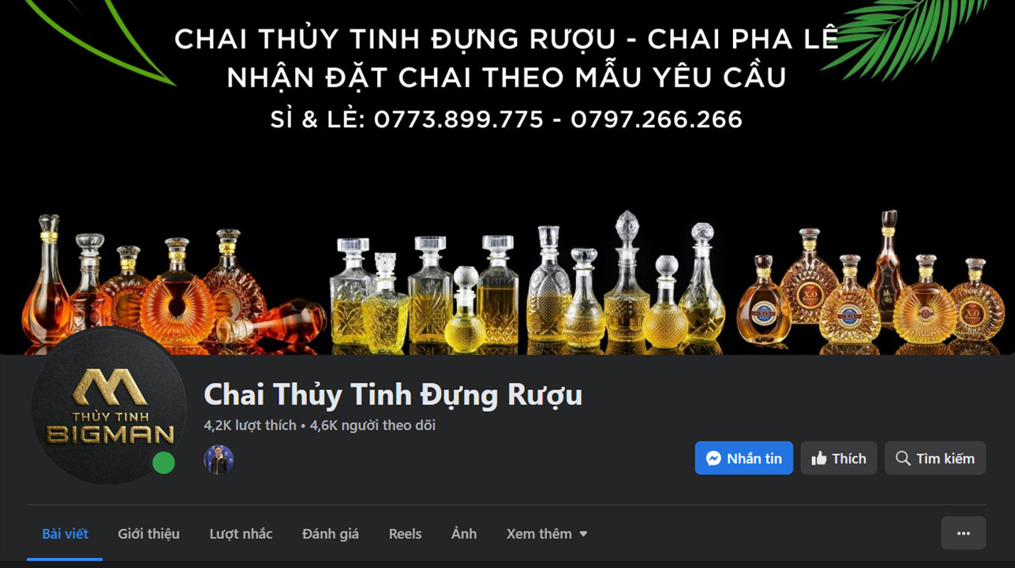 Facebook cửa hàng Thủy Tinh BigMan