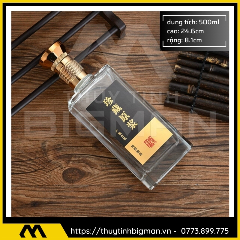 Chai thủy tinh đựng rượu 500ml - sản xuất chai thủy tinh 40