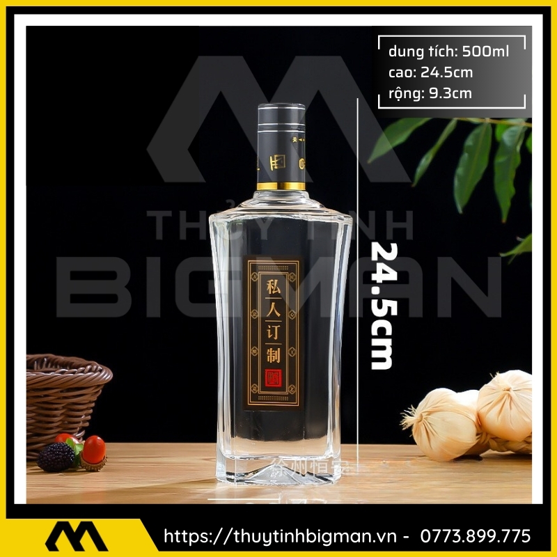 Chai thủy tinh đựng rượu 500ml - sản xuất chai thủy tinh 45