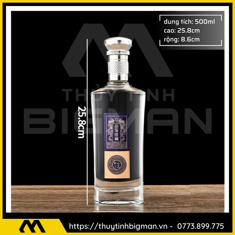 Chai thủy tinh đựng rượu 500ml - sản xuất chai thủy tinh 48