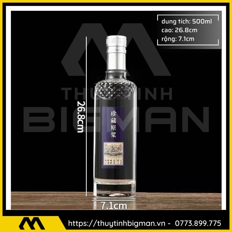 Chai thủy tinh đựng rượu 500ml - sản xuất chai thủy tinh 55