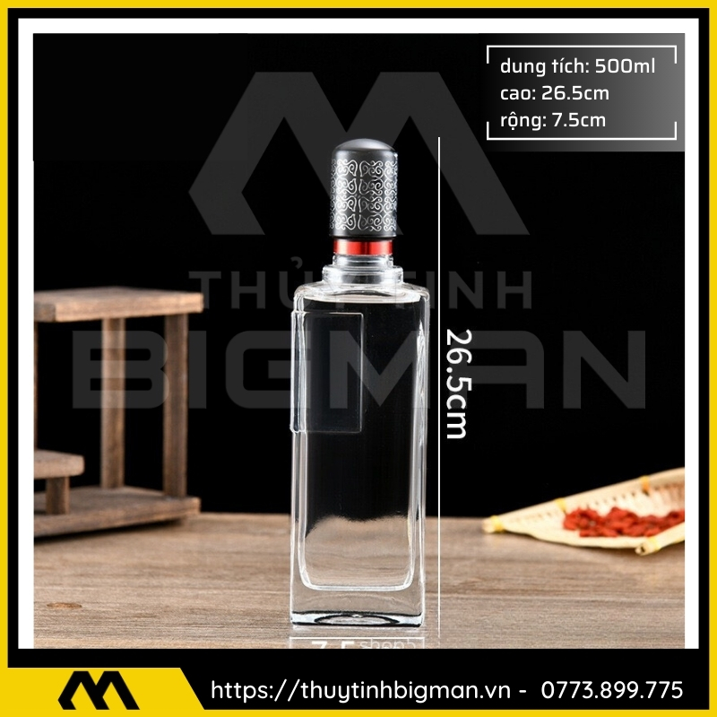 Chai thủy tinh đựng rượu 500ml - sản xuất chai thủy tinh 57