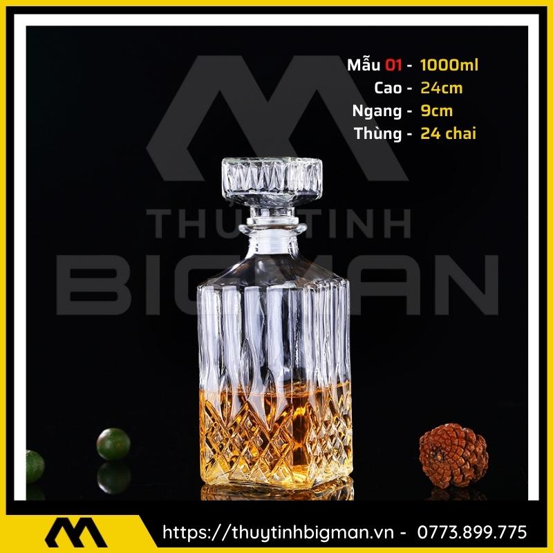 thuy tinh bigman - Chai thủy tinh đựng rượu - Vỏ chai rượu đẹp mẫu 1