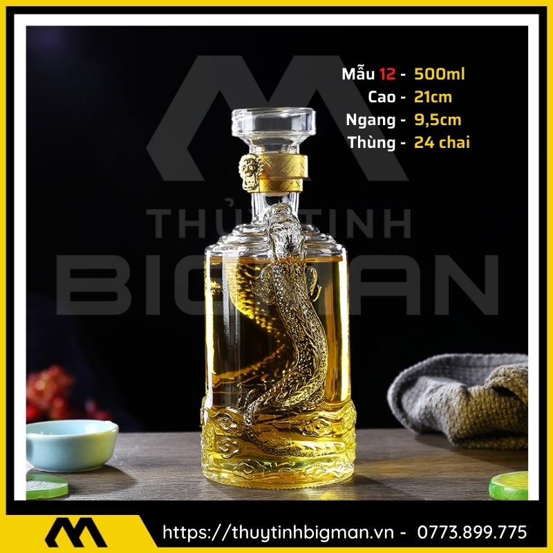 thuy tinh bigman - Chai thủy tinh đựng rượu - Vỏ chai rượu đẹp mẫu 12
