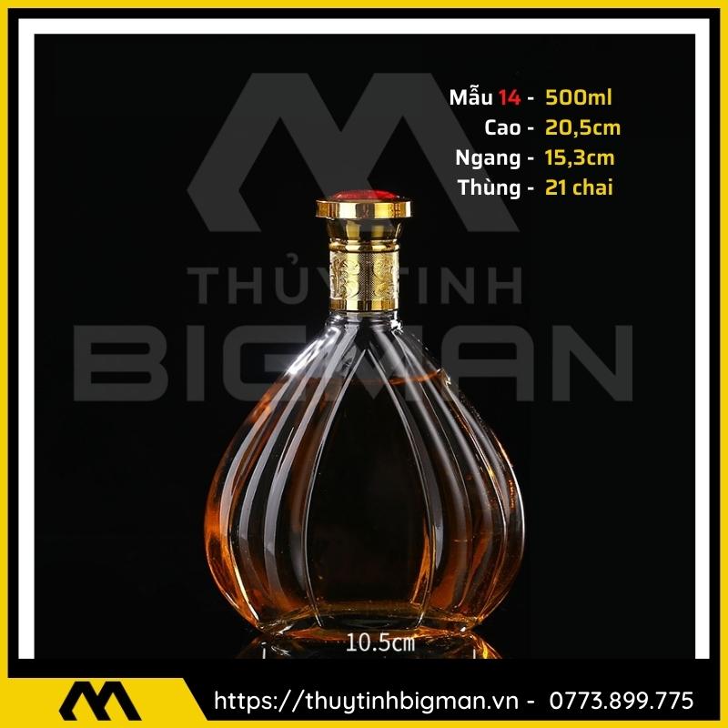 thuy tinh bigman - Chai thủy tinh đựng rượu - Vỏ chai rượu đẹp mẫu 14