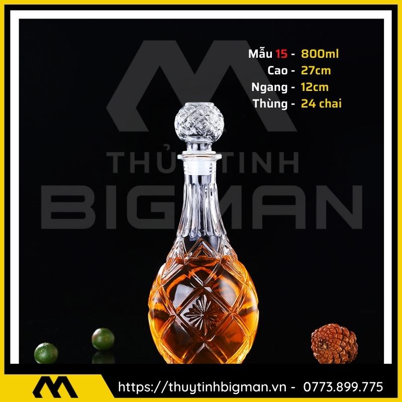 thuy tinh bigman - Chai thủy tinh đựng rượu - Vỏ chai rượu đẹp mẫu 15