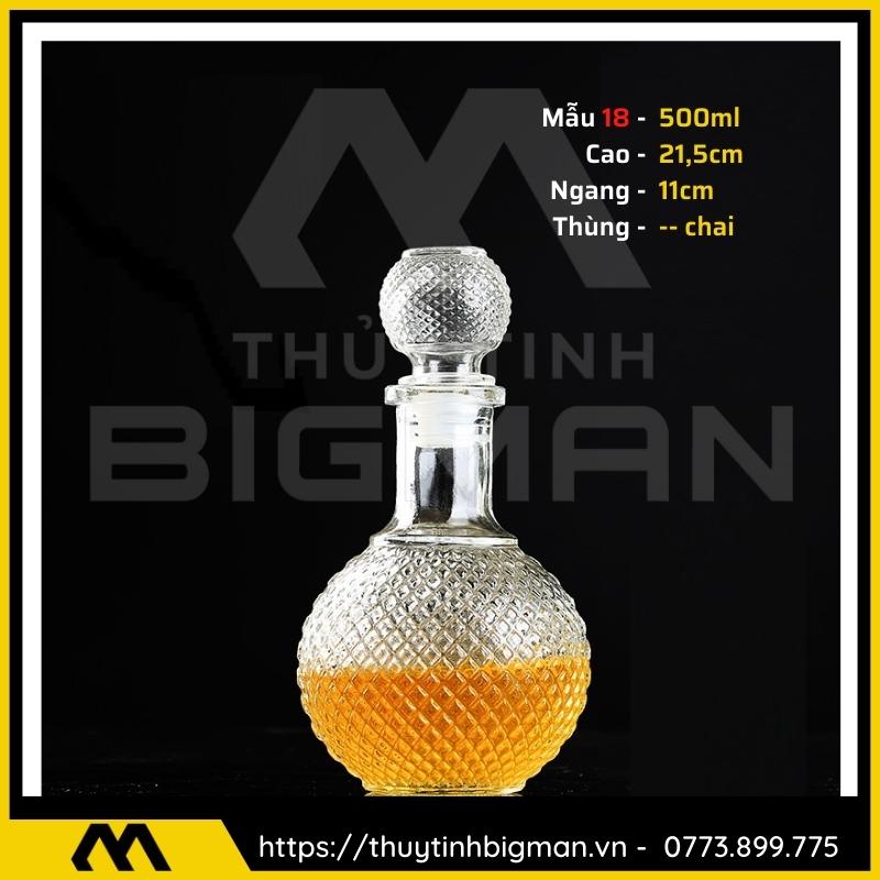 thuy tinh bigman - Chai thủy tinh đựng rượu - Vỏ chai rượu đẹp mẫu 18