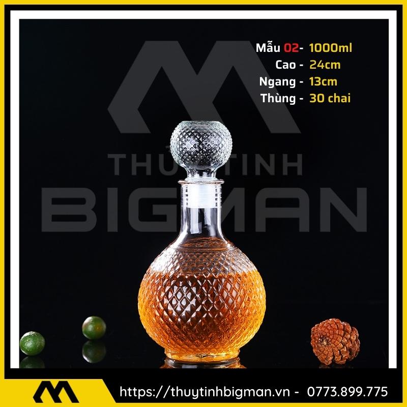 thuy tinh bigman - Chai thủy tinh đựng rượu - Vỏ chai rượu đẹp mẫu 2