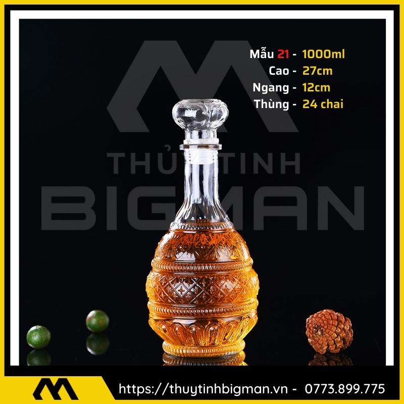 thuy tinh bigman - Chai thủy tinh đựng rượu - Vỏ chai rượu đẹp mẫu 21
