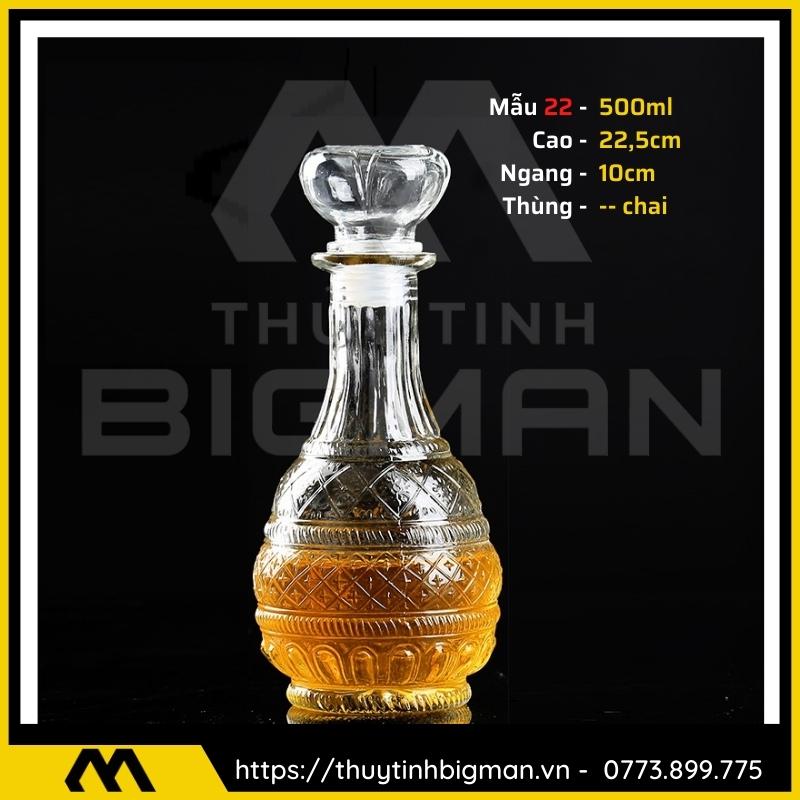 thuy tinh bigman - Chai thủy tinh đựng rượu - Vỏ chai rượu đẹp mẫu 22