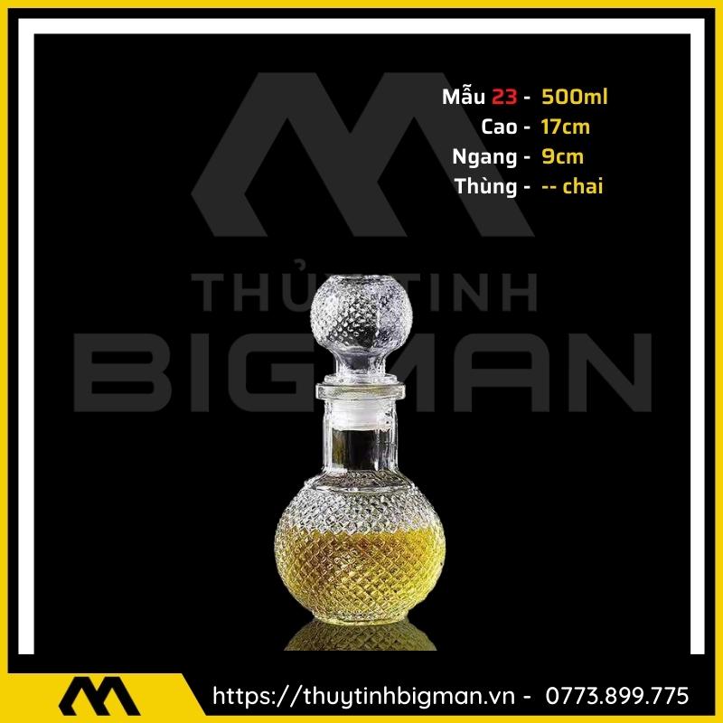 thuy tinh bigman - Chai thủy tinh đựng rượu - Vỏ chai rượu đẹp mẫu 23