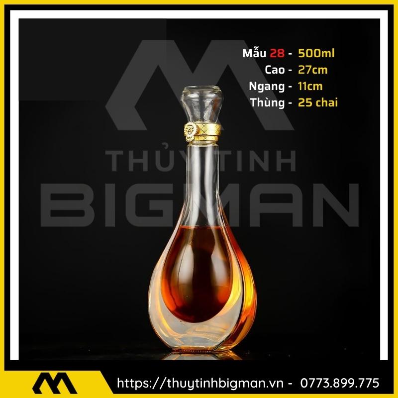 thuy tinh bigman - Chai thủy tinh đựng rượu - Vỏ chai rượu đẹp mẫu 28