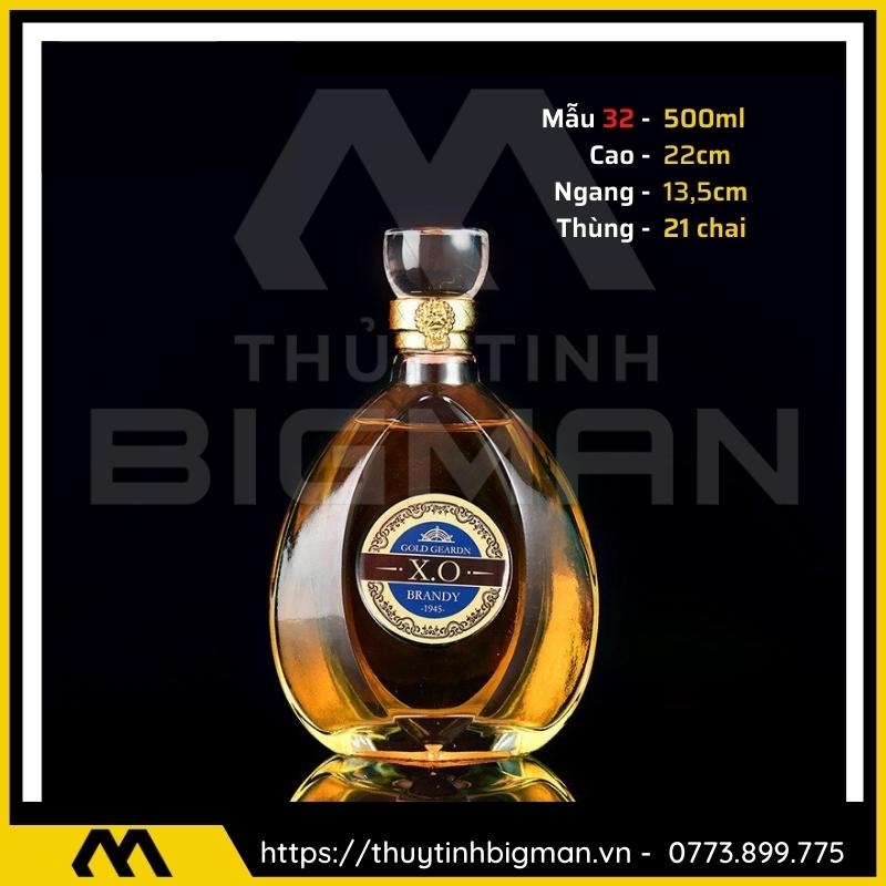 thuy tinh bigman - Chai thủy tinh đựng rượu - Vỏ chai rượu đẹp mẫu 32