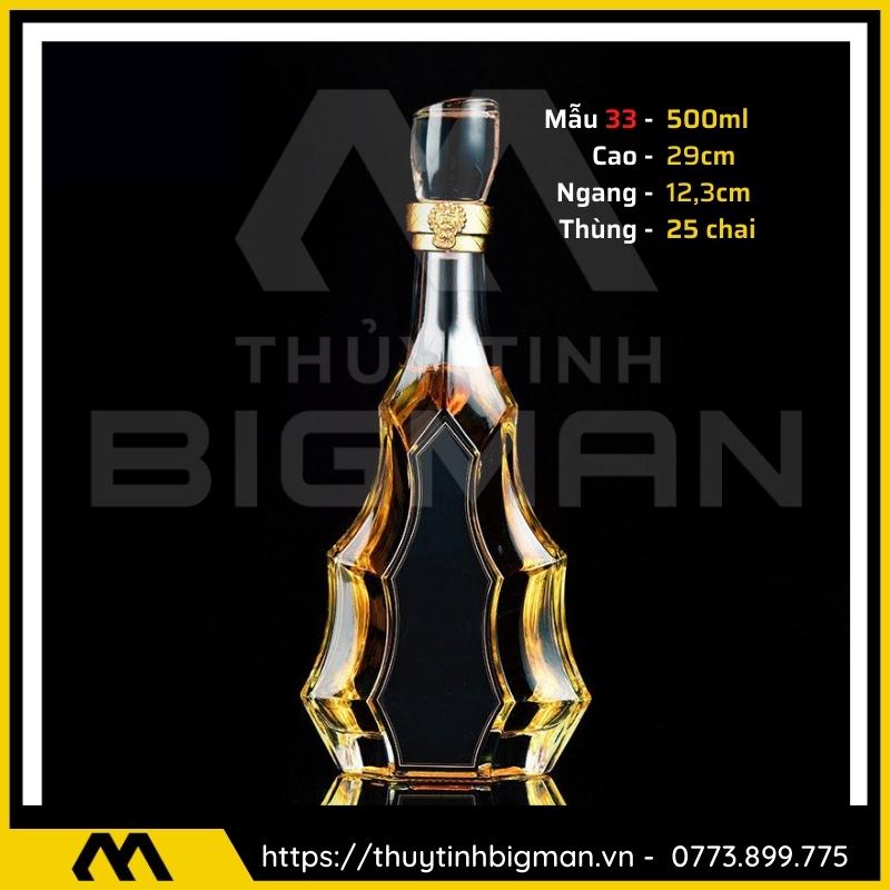 thuy tinh bigman - Chai thủy tinh đựng rượu - Vỏ chai rượu đẹp mẫu 33