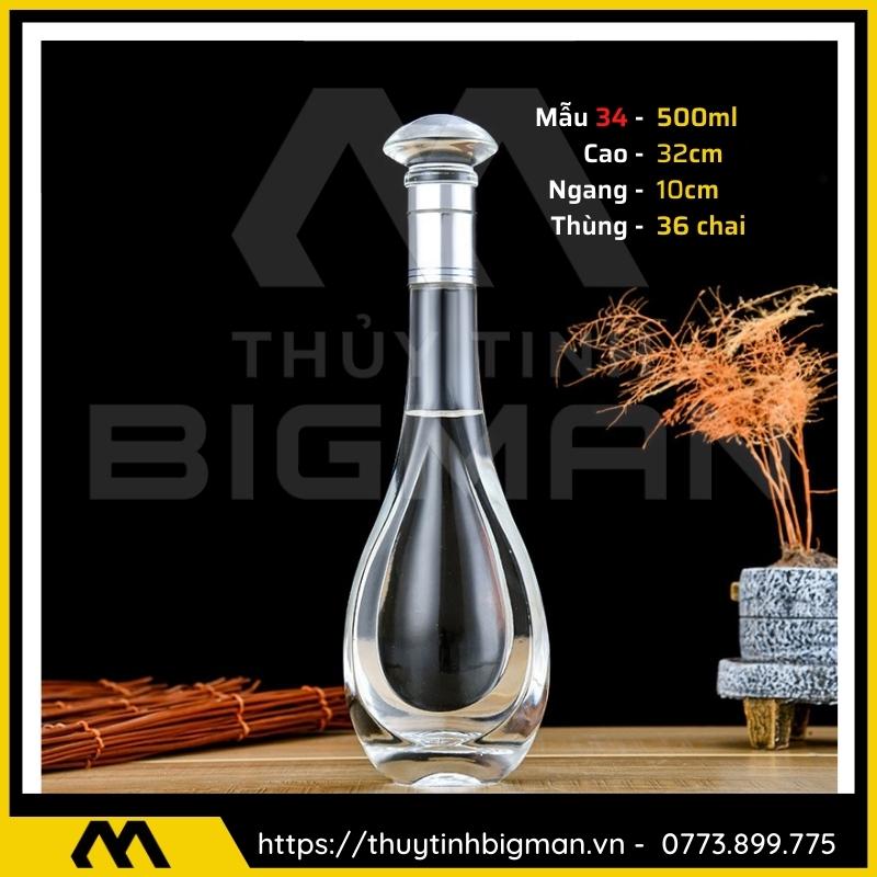 thuy tinh bigman - Chai thủy tinh đựng rượu - Vỏ chai rượu đẹp mẫu 34