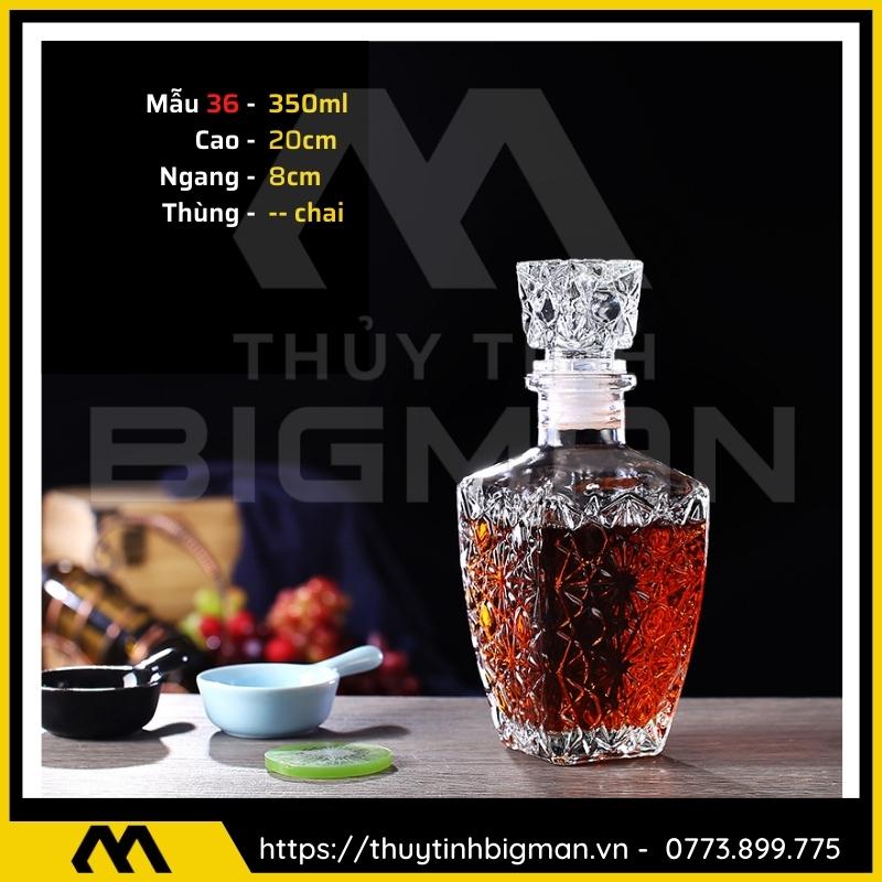 thuy tinh bigman - Chai thủy tinh đựng rượu - Vỏ chai rượu đẹp mẫu 36