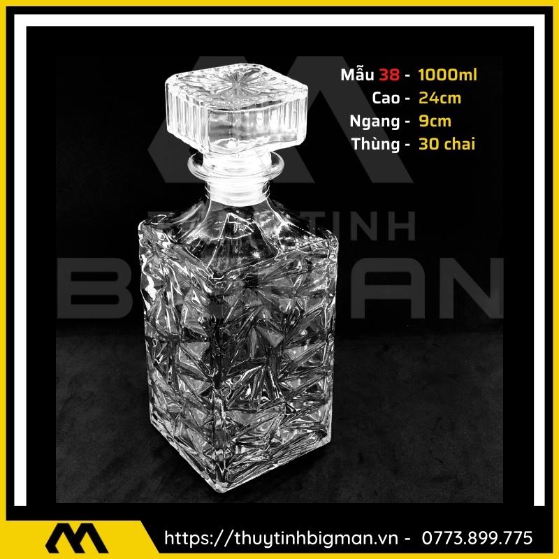 thuy tinh bigman - Chai thủy tinh đựng rượu - Vỏ chai rượu đẹp mẫu 38