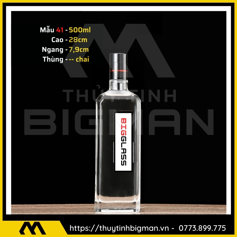thuy tinh bigman - Chai thủy tinh đựng rượu - Vỏ chai rượu đẹp mẫu 41