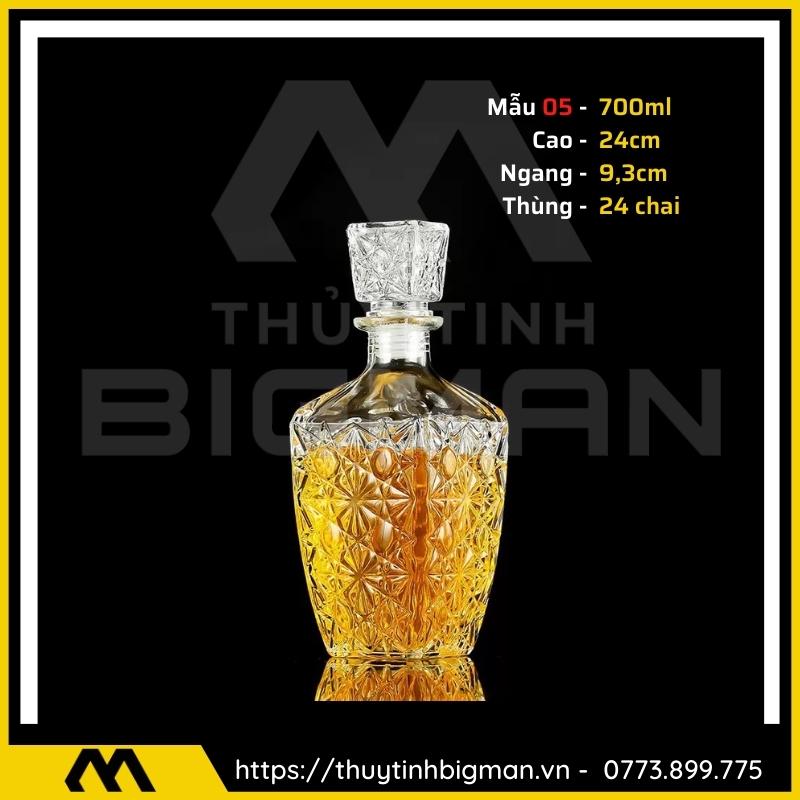 thuy tinh bigman - Chai thủy tinh đựng rượu - Vỏ chai rượu đẹp mẫu 5