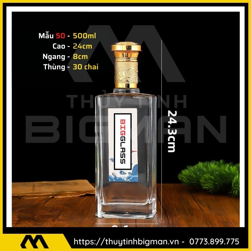 thuy tinh bigman - Chai thủy tinh đựng rượu - Vỏ chai rượu đẹp mẫu 50