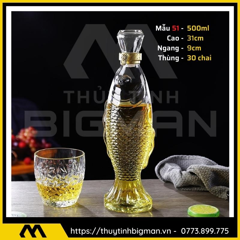 thuy tinh bigman - Chai thủy tinh đựng rượu - Vỏ chai rượu đẹp mẫu 51