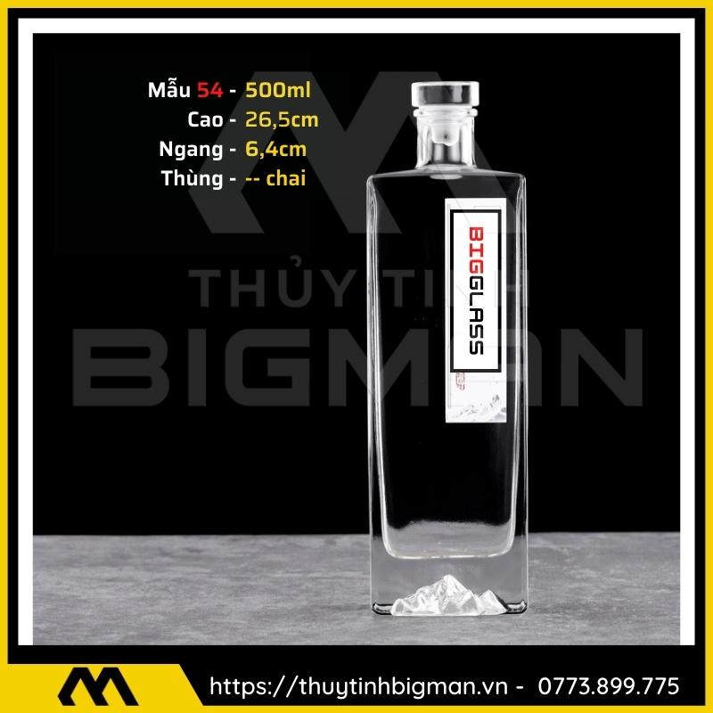 thuy tinh bigman - Chai thủy tinh đựng rượu - Vỏ chai rượu đẹp mẫu 54