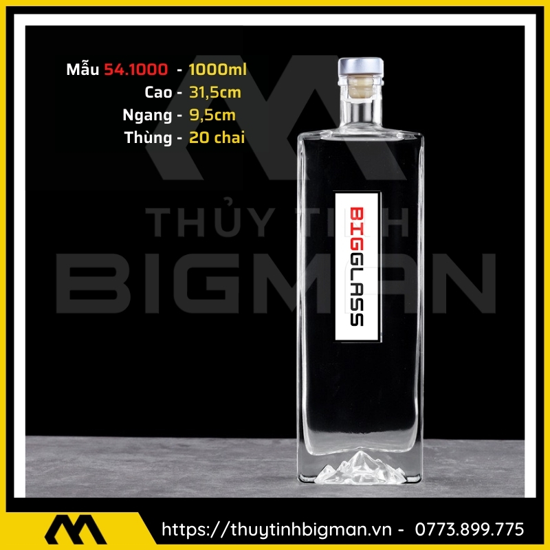 thuy tinh bigman - Chai thủy tinh đựng rượu - Vỏ chai rượu đẹp mẫu 55