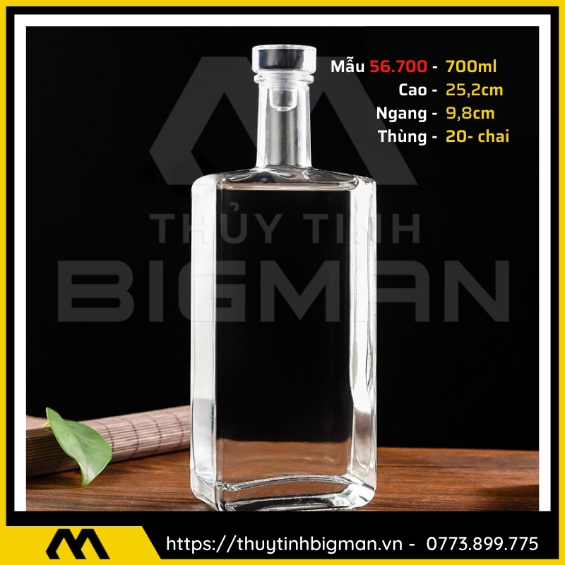 thuy tinh bigman - Chai thủy tinh đựng rượu - Vỏ chai rượu đẹp mẫu 57