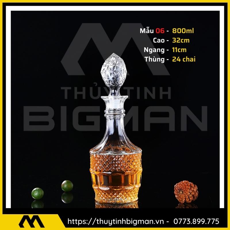 thuy tinh bigman - Chai thủy tinh đựng rượu - Vỏ chai rượu đẹp mẫu 6