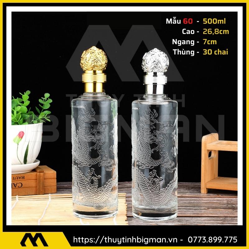 thuy tinh bigman - Chai thủy tinh đựng rượu - Vỏ chai rượu đẹp mẫu 60