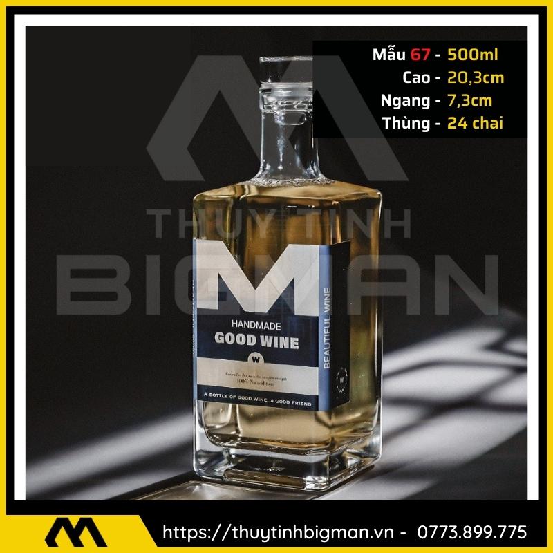 thuy tinh bigman - Chai thủy tinh đựng rượu - Vỏ chai rượu đẹp mẫu 67