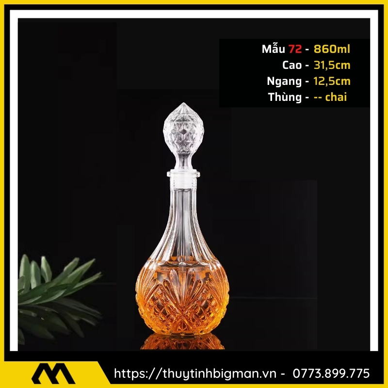 thuy tinh bigman - Chai thủy tinh đựng rượu - Vỏ chai rượu đẹp mẫu 72