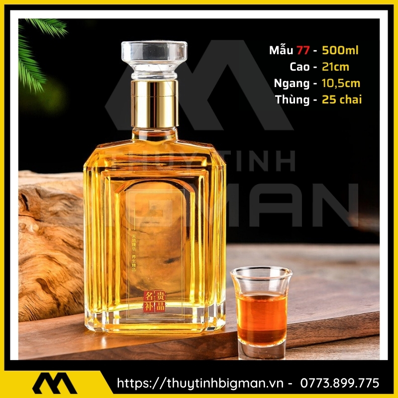 thuy tinh bigman - Chai thủy tinh đựng rượu - Vỏ chai rượu đẹp mẫu 77
