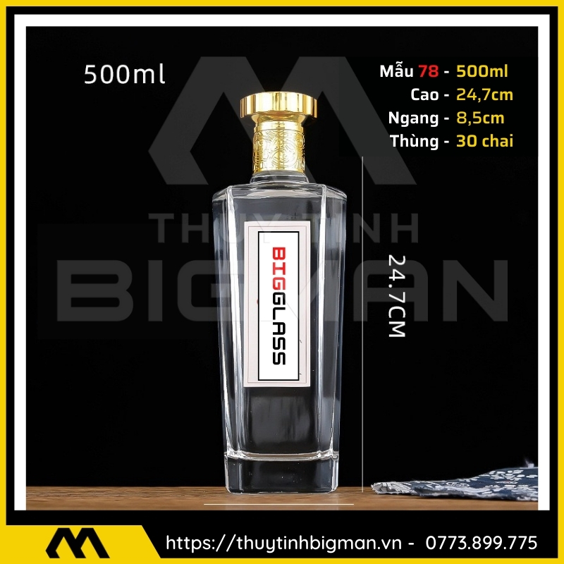 thuy tinh bigman - Chai thủy tinh đựng rượu - Vỏ chai rượu đẹp mẫu 78