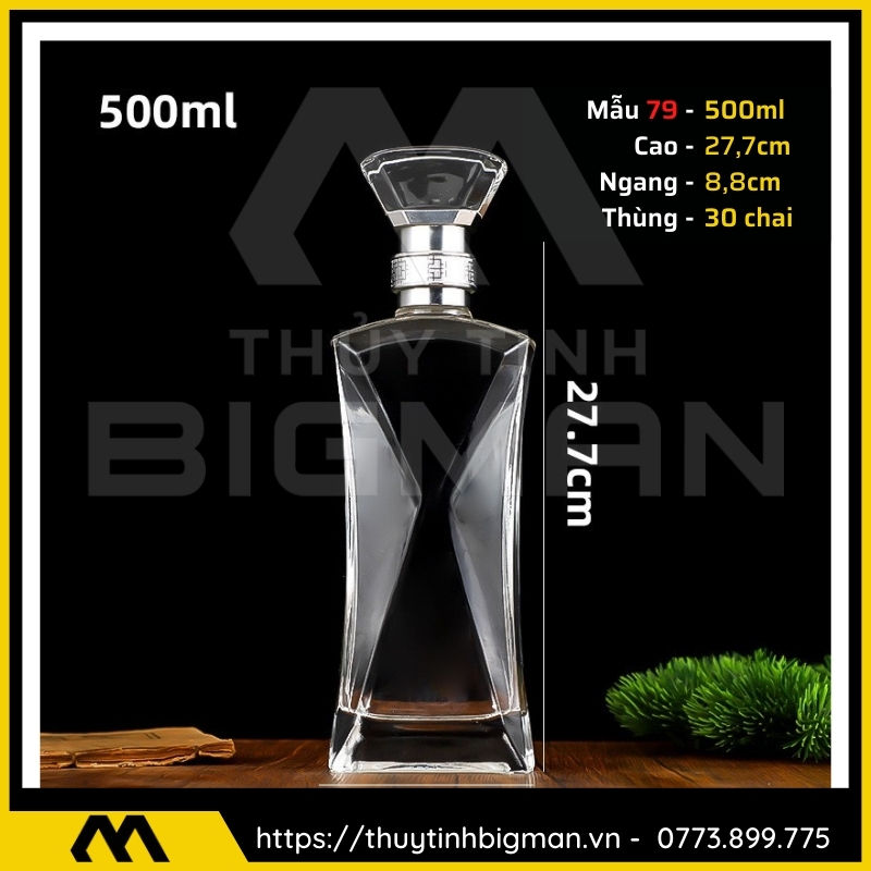 thuy tinh bigman - Chai thủy tinh đựng rượu - Vỏ chai rượu đẹp mẫu 79