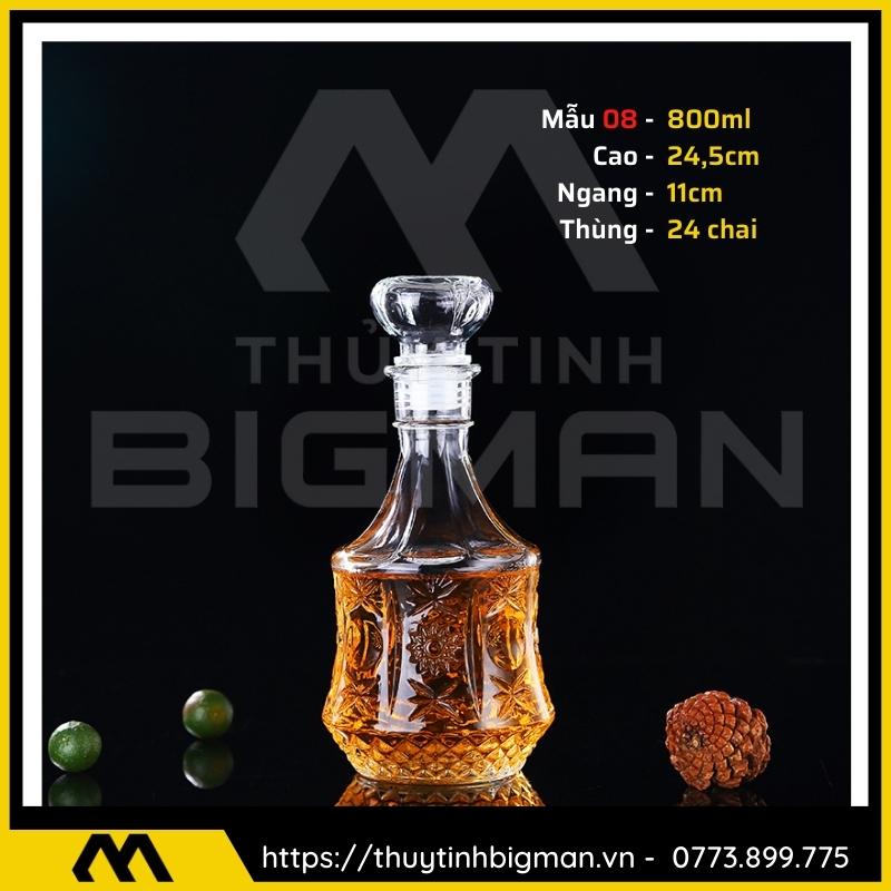 thuy tinh bigman - Chai thủy tinh đựng rượu - Vỏ chai rượu đẹp mẫu 8