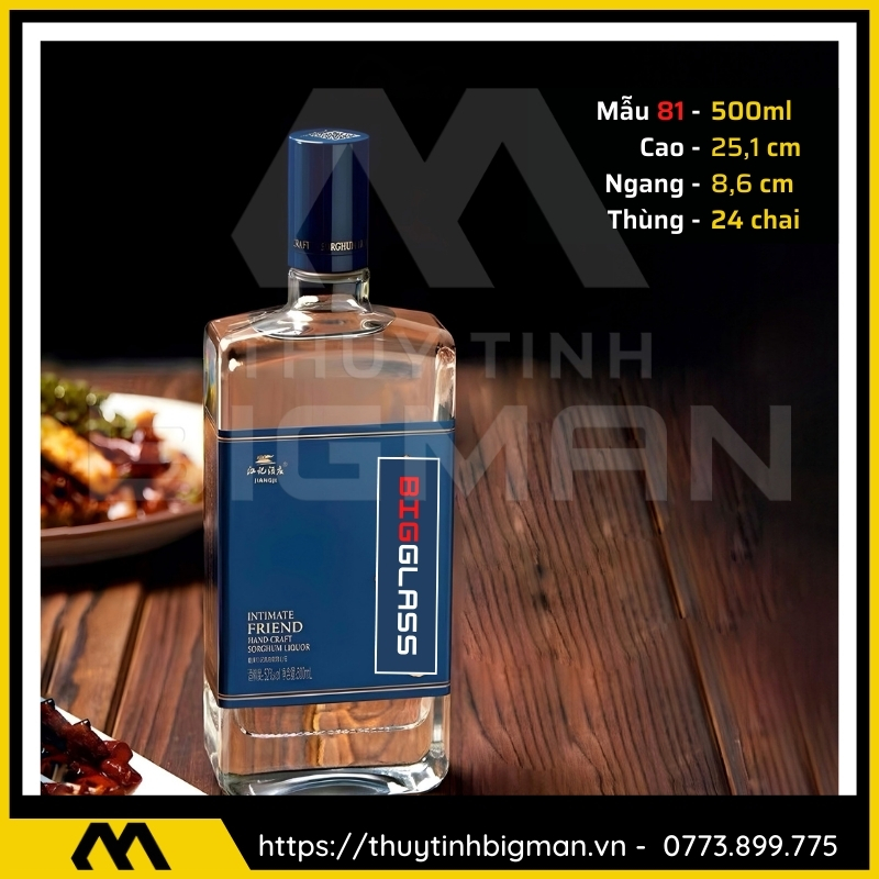 thuy tinh bigman - Chai thủy tinh đựng rượu - Vỏ chai rượu đẹp mẫu 81