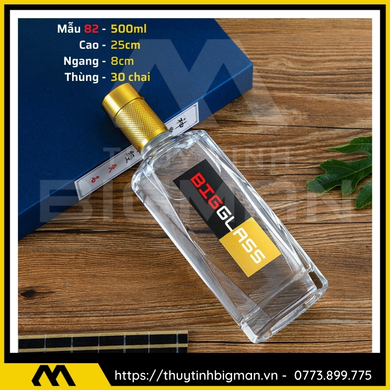 thuy tinh bigman - Chai thủy tinh đựng rượu - Vỏ chai rượu đẹp mẫu 82