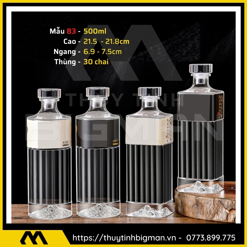 thuy tinh bigman - Chai thủy tinh đựng rượu - Vỏ chai rượu đẹp mẫu 83