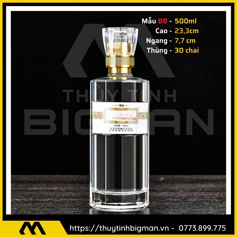 thuy tinh bigman - Chai thủy tinh đựng rượu - Vỏ chai rượu đẹp mẫu 88
