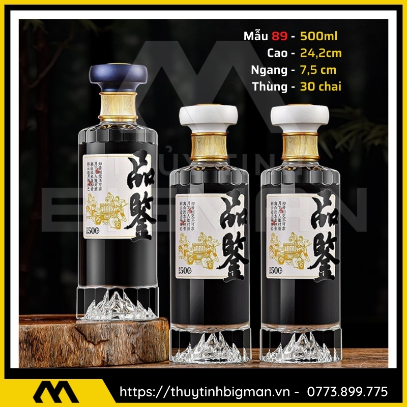 thuy tinh bigman - Chai thủy tinh đựng rượu - Vỏ chai rượu đẹp mẫu 89
