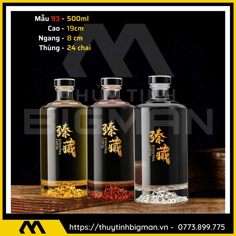 thuy tinh bigman - Chai thủy tinh đựng rượu - Vỏ chai rượu đẹp mẫu 93