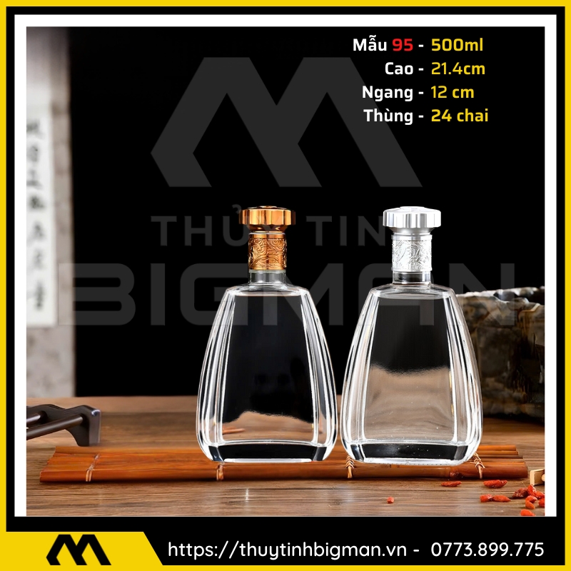 thuy tinh bigman - Chai thủy tinh đựng rượu - Vỏ chai rượu đẹp mẫu 95
