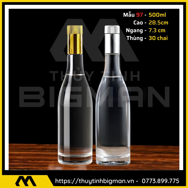 thuy tinh bigman - Chai thủy tinh đựng rượu - Vỏ chai rượu đẹp mẫu 97