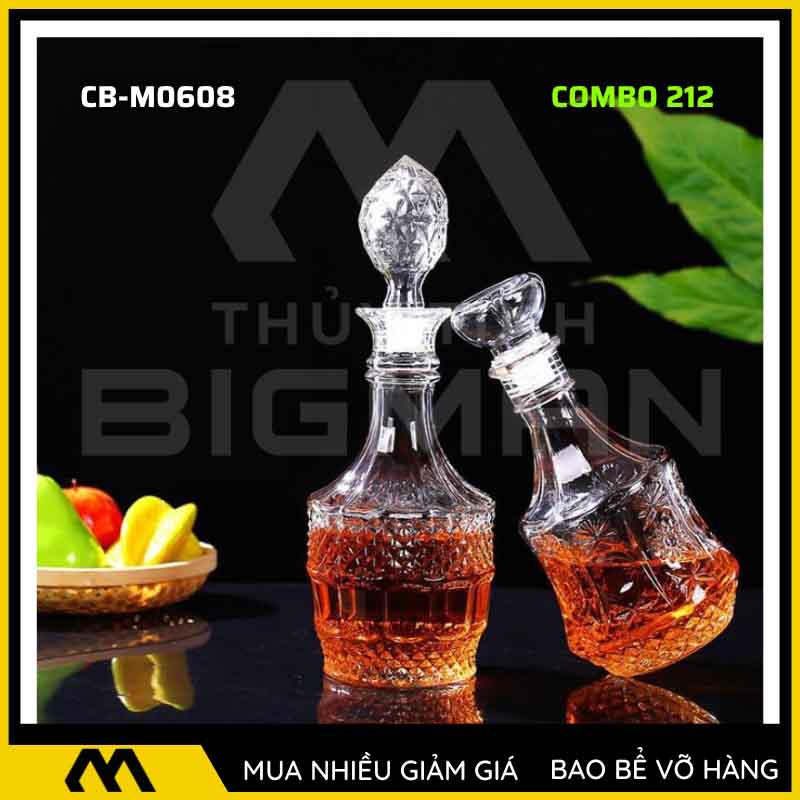 Bộ 2 chai thủy tinh đựng rượu - Vỏ chai rượu đẹp mẫu 12