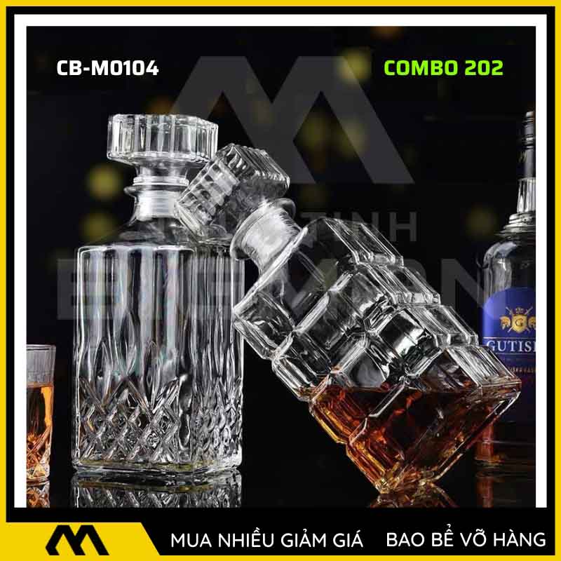Bộ 2 chai thủy tinh đựng rượu - Vỏ chai rượu đẹp mẫu 2
