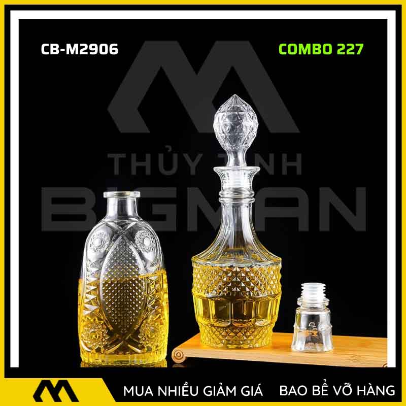 Bộ 2 chai thủy tinh đựng rượu - Vỏ chai rượu đẹp mẫu 27