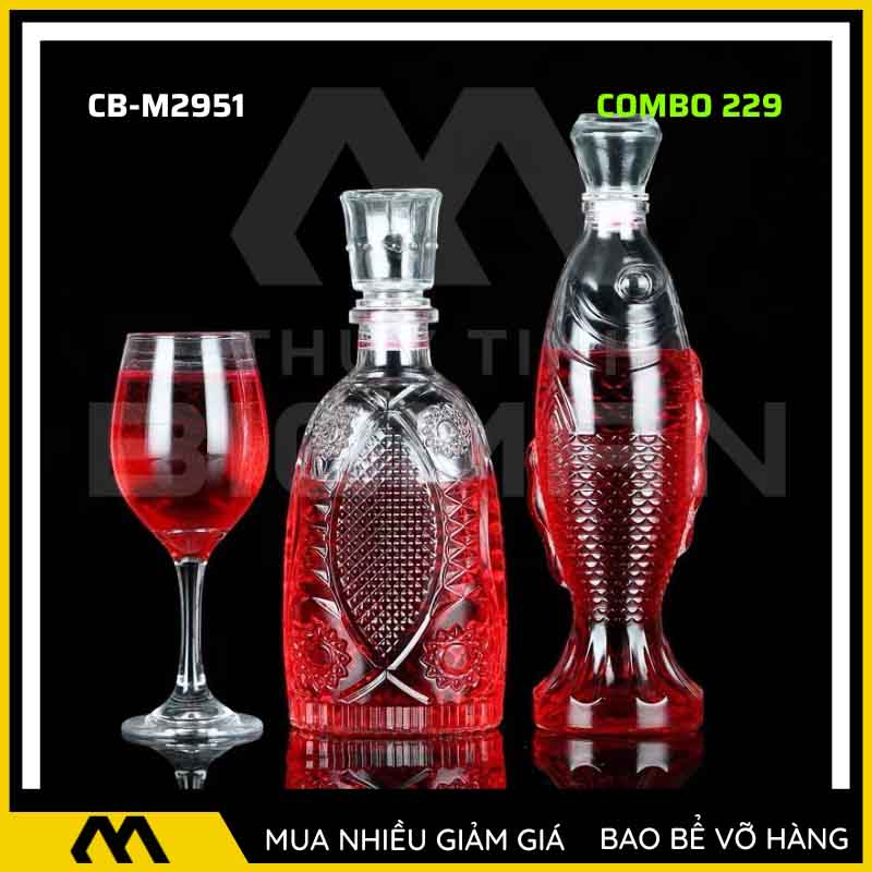 Bộ 2 chai thủy tinh đựng rượu - Vỏ chai rượu đẹp mẫu 29