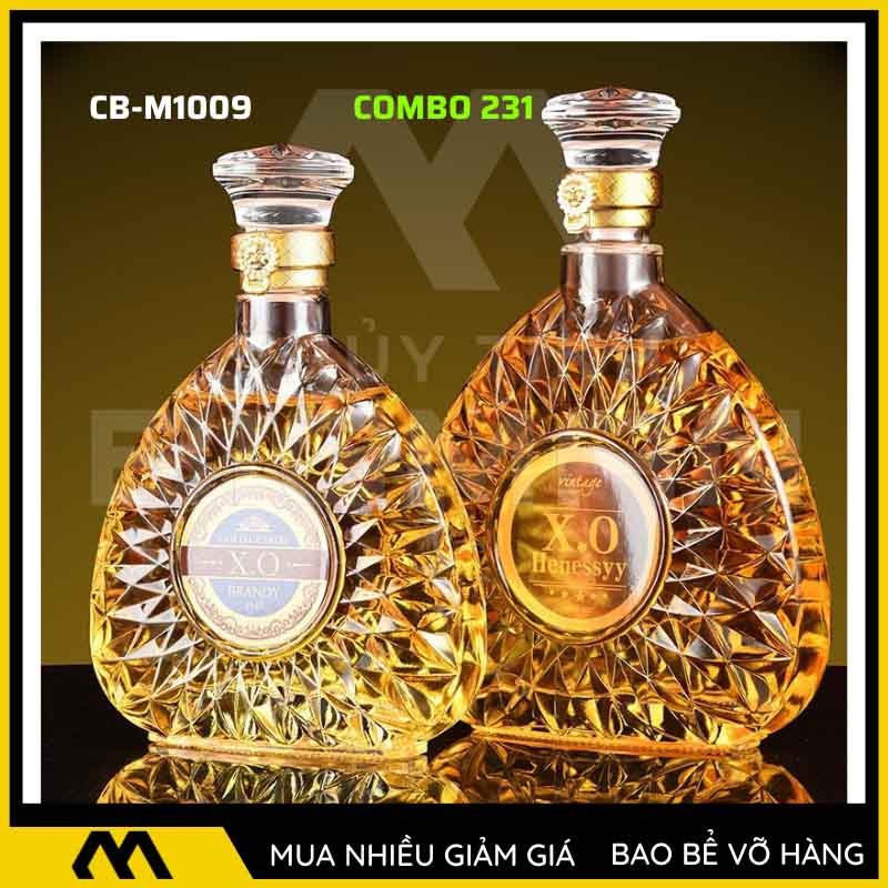 Bộ 2 chai thủy tinh đựng rượu - Vỏ chai rượu đẹp mẫu 31
