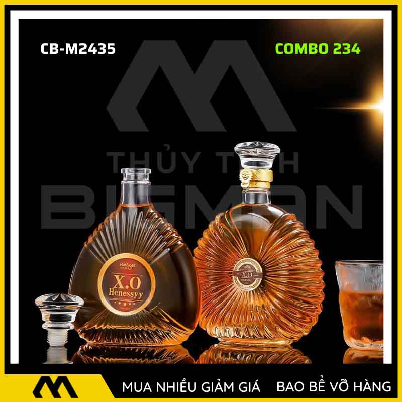Bộ 2 chai thủy tinh đựng rượu - Vỏ chai rượu đẹp mẫu 34